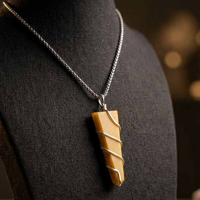 Yellow Aventurine Stone Locket with Chain