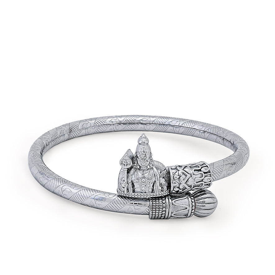 Premium Murugan Kada | Spiritual Jewelry for Strength and Protection in Silver Finish