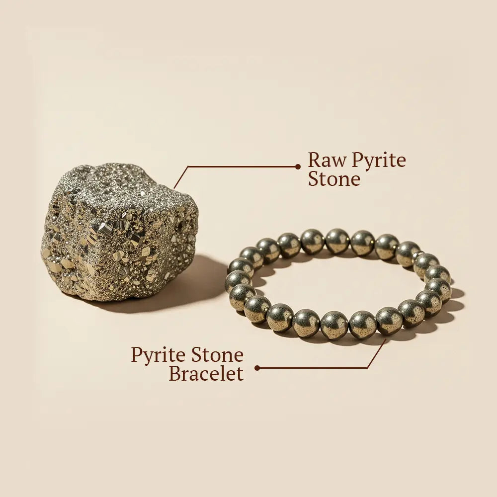 Raw Pyrite Stone & Bracelet Combo
