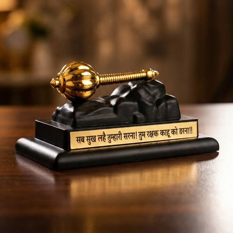 Hanuman Gada Gold Plated with Base