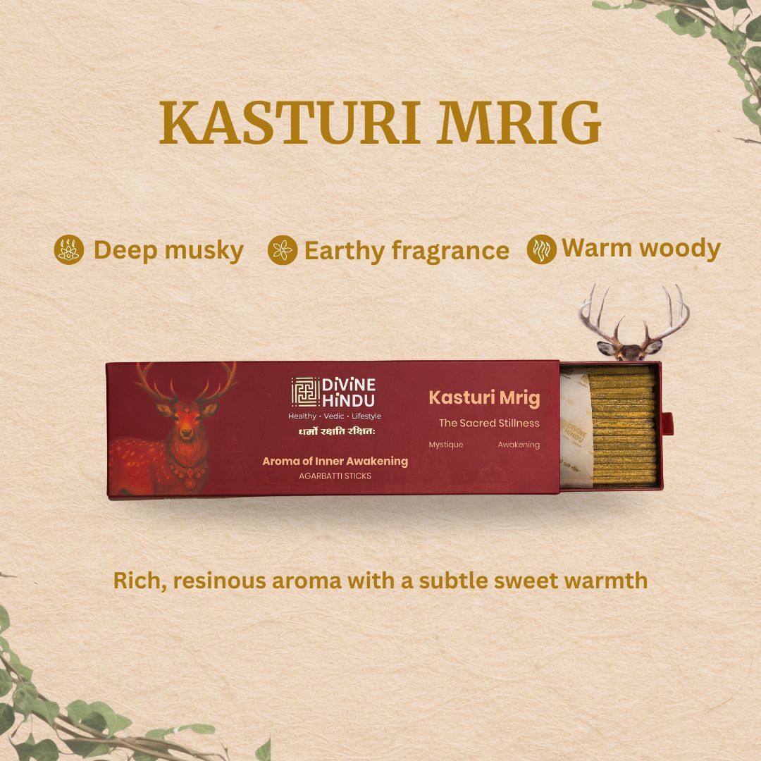 Divine Hindu Kasturi Mrig Fragrance Agarbatti / Incense Sticks (Pack of 30)