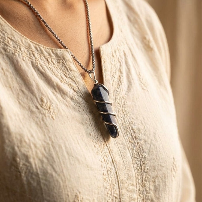 Lapis Lazuli Stone Locket with Chain